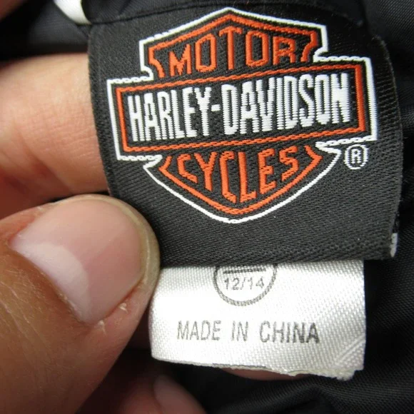 Harley Davidson‎ Jacket Youth Medium 12-14 Orange Wool Varsity Reversible READ